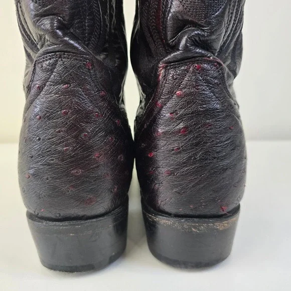 Dan Post Mens Full Quill Ostrich Western Cowboy Boots 11 D Black Cherry Mexico